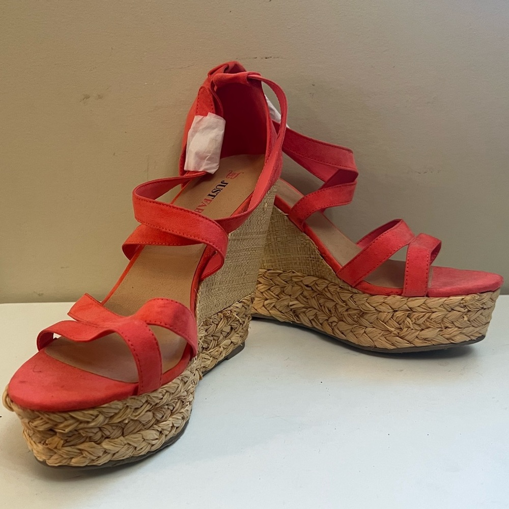 New JustFab Orange Wedge - Size 10